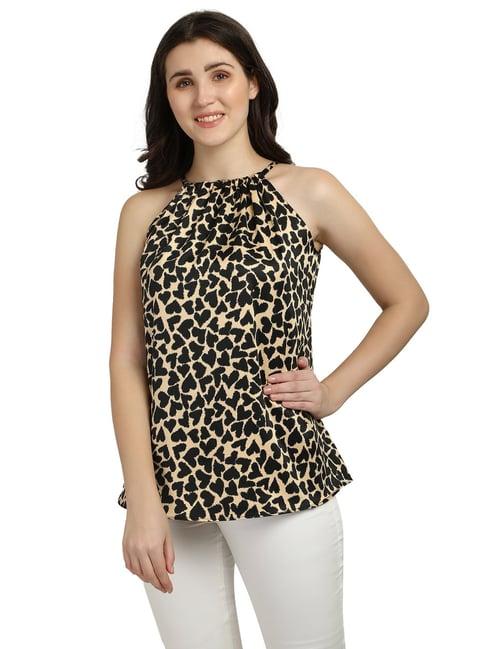 smarty pants black & brown animal print top