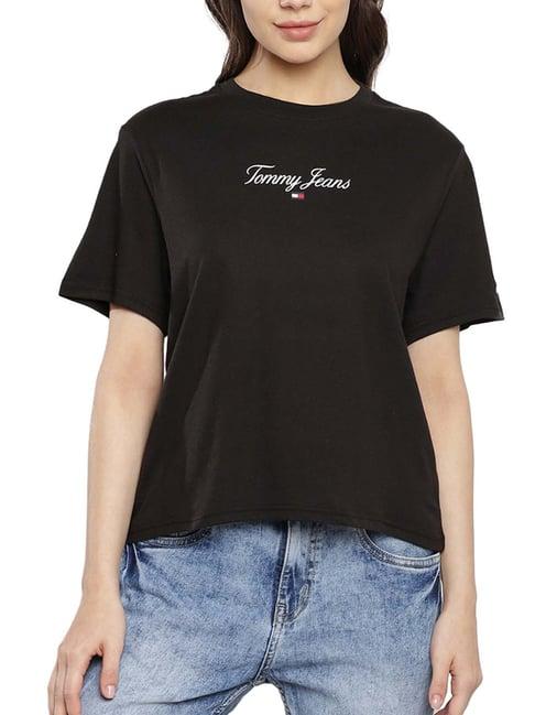 tommy hilfiger black printed classic fit t-shirt