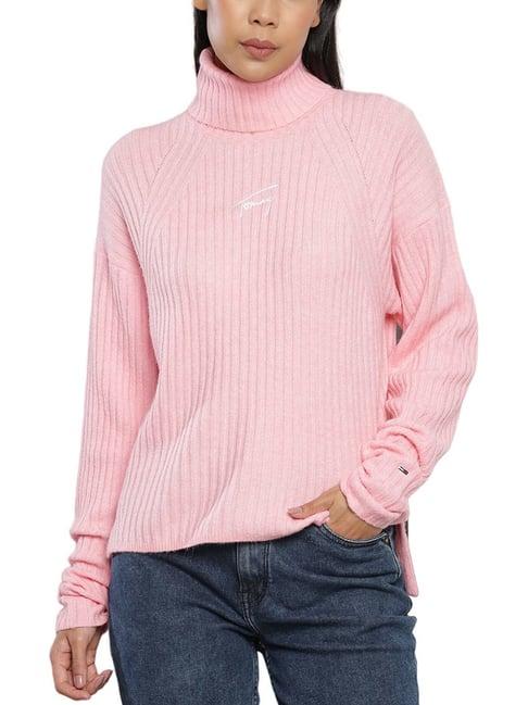 tommy hilfiger pink embroidery relaxed fit sweater