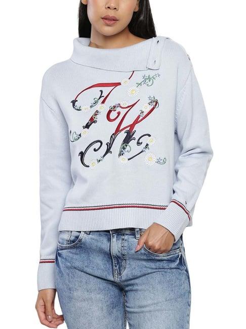 tommy hilfiger blue embroidery relaxed fit sweater