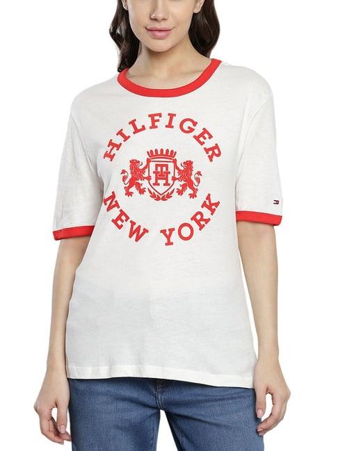 tommy hilfiger white printed regular fit t-shirt