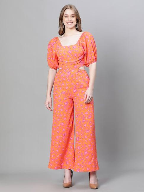 oxolloxo orange printed jumpsuit