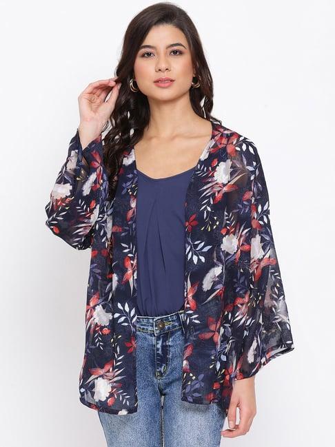 oxolloxo navy floral print shrug with cami