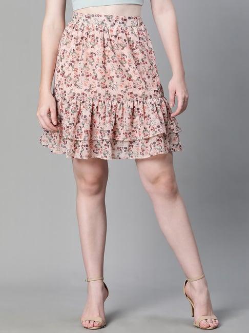 oxolloxo peach floral print skirt