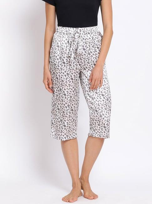 oxolloxo white animal print mid rise culottes