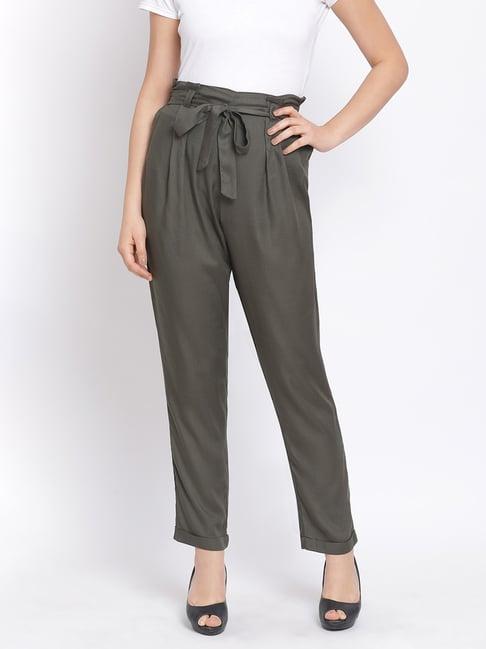 oxolloxo green regular fit mid rise pants