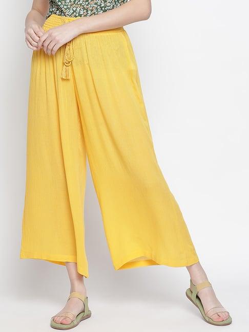 oxolloxo yellow relaxed fit mid rise palazzos