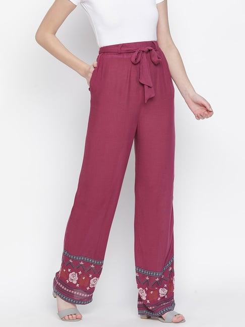 oxolloxo mauve textured mid rise pants