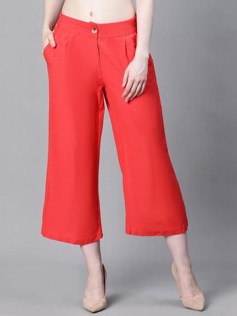 oxolloxo red cotton relaxed fit mid rise pants