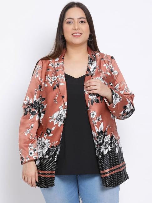 oxolloxo brown floral print na jacket