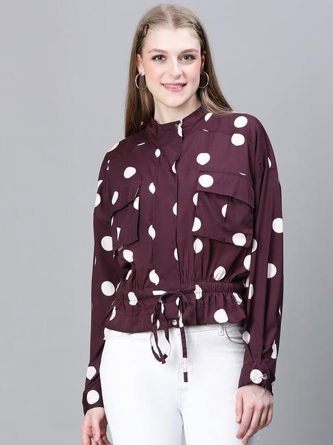 oxolloxo wine polka dot bomber jacket