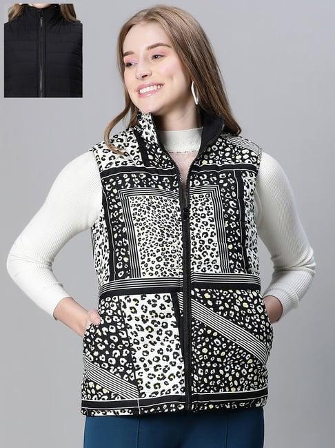 oxolloxo black & white animal print reversible jacket