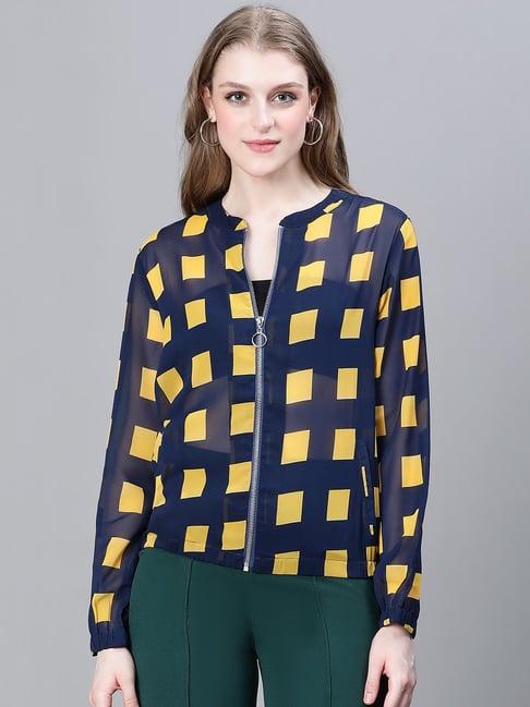 oxolloxo blue & yellow checks bomber jacket