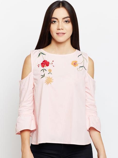 oxolloxo peach cotton embroidered top