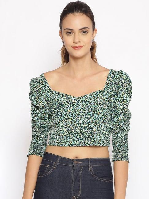 oxolloxo green floral print crop top