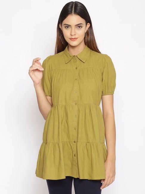 oxolloxo khaki cotton regular fit tunic