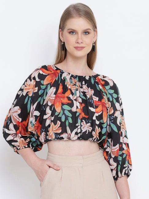 oxolloxo multicolor floral print crop top