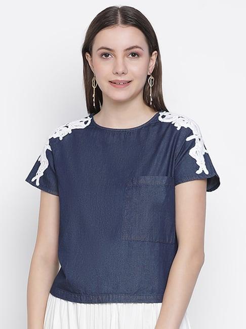 oxolloxo navy cotton regular fit top