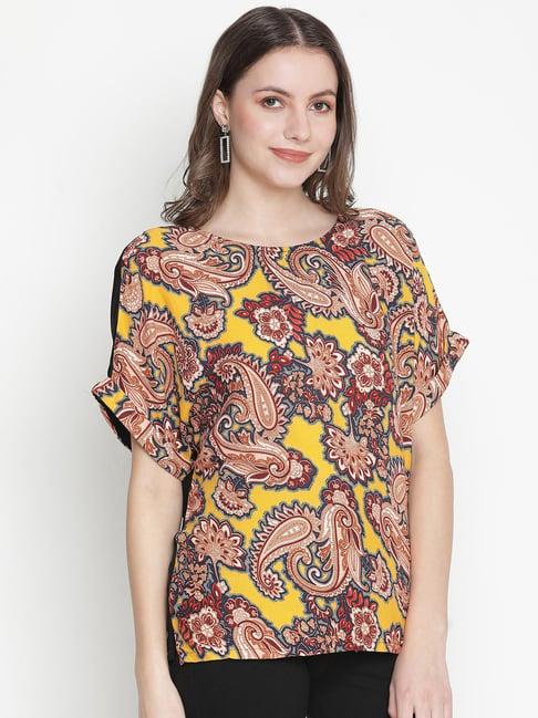 oxolloxo yellow & brown floral print top