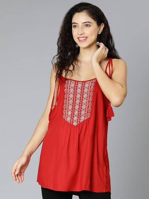 oxolloxo red embroidered tunic