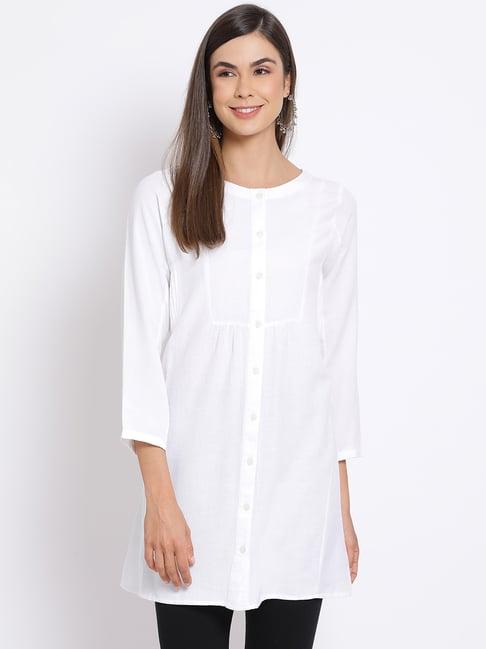 oxolloxo white cotton regular fit tunic