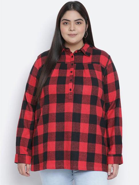 oxolloxo red cotton checks tunic