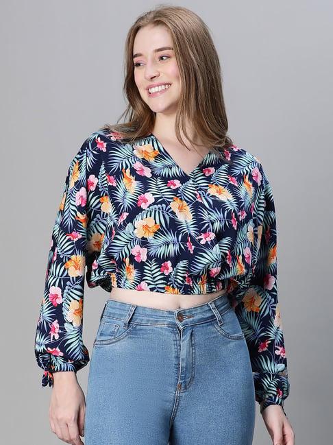 oxolloxo multicolor floral print crop top