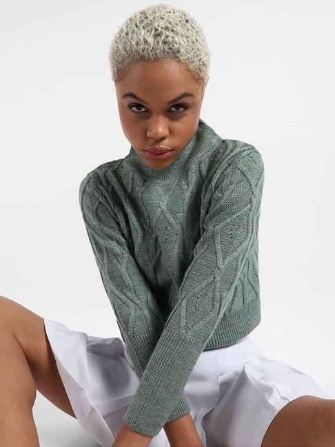 campus sutra green full sleeves sweater