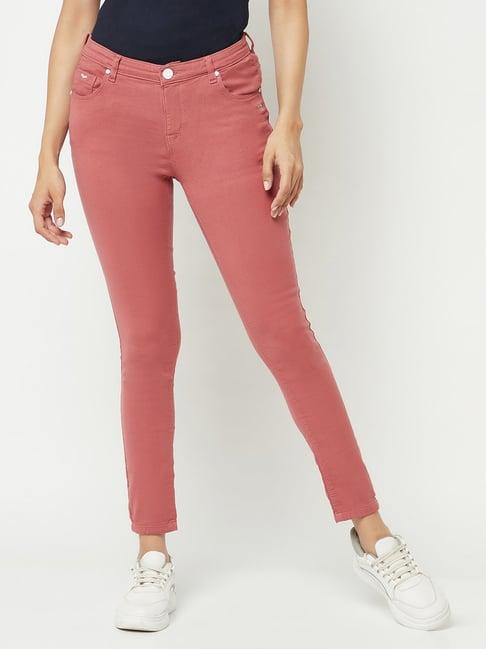 crimsoune club pink blended slim fit slim fit mid rise jeans