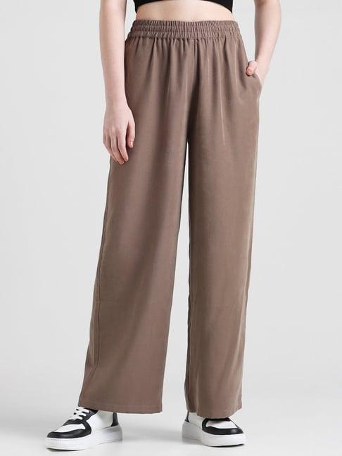 only brown relaxed fit high rise pants