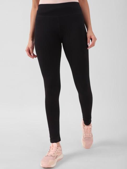 reebok black cotton mid rise sports tights