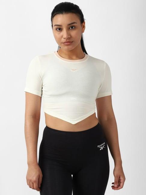 reebok white cotton crop top