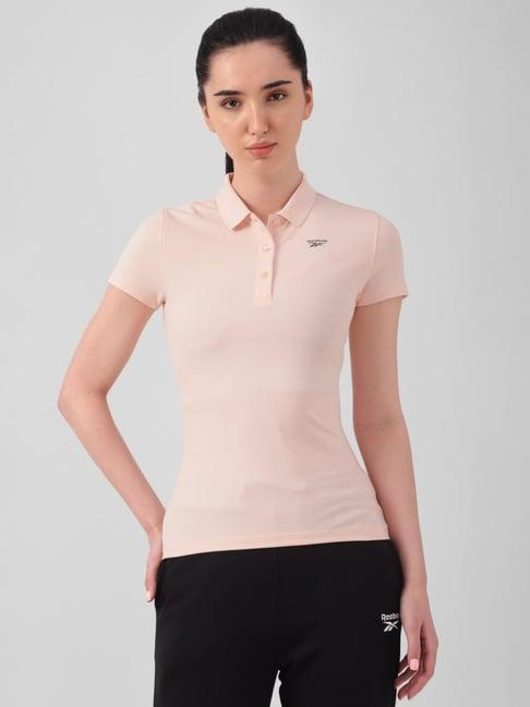 reebok pink short slim fit t-shirt