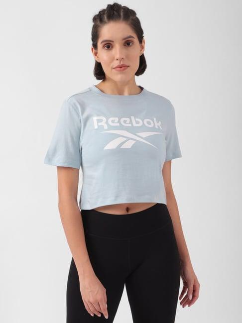 reebok blue cotton printed crop top