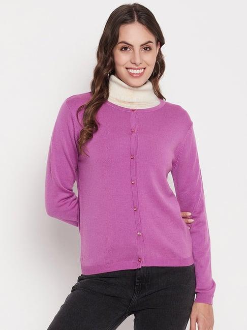 madame purple acrylic regular fit cardigan