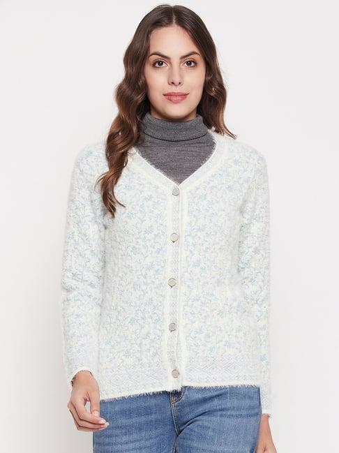 madame light blue printed cardigan