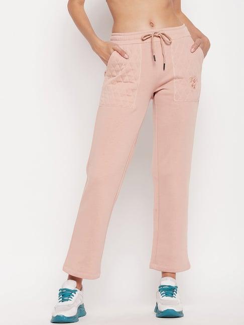 madame pink cotton regular fit mid rise trackpants