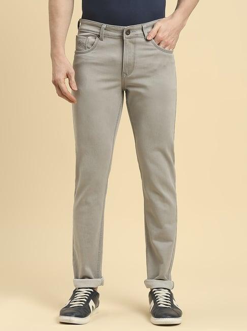 hj hasasi mid cream cotton slim fit jeans