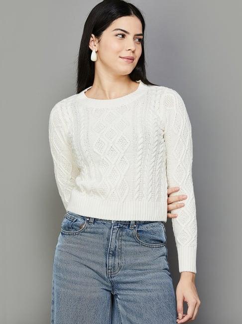 code by lifestyle off-white crochet pattern pullover