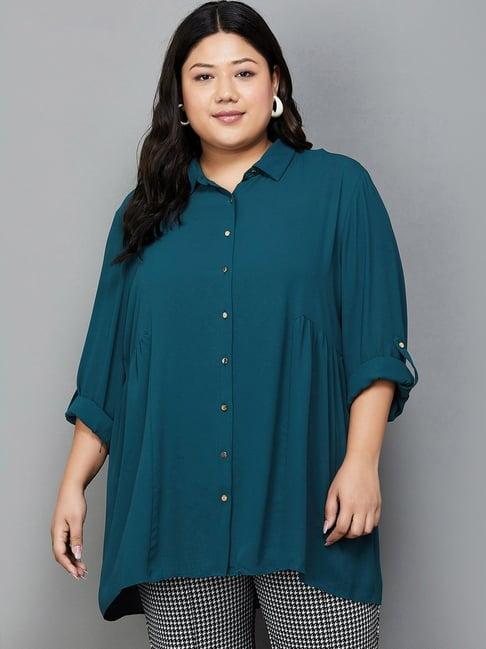 nexus by lifestyle green regular fit shirt