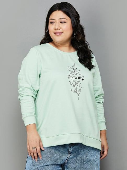 nexus by lifestyle green cotton printed sweatshirt