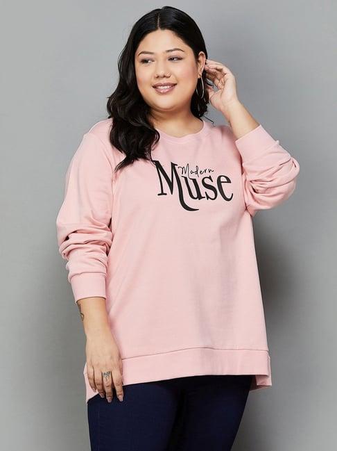 nexus by lifestyle pink cotton printed sweatshirt