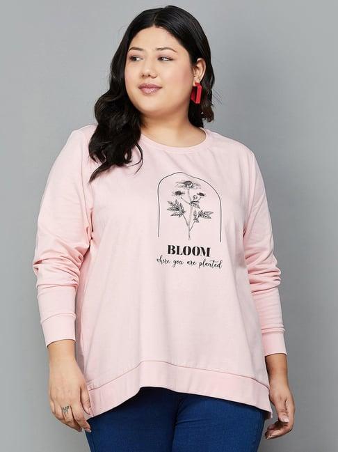 nexus by lifestyle pink cotton printed sweatshirt