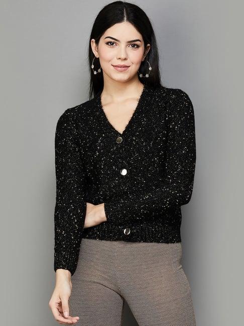 code by lifestyle black embellished cardigan