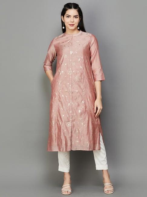 melange by lifestyle pink printed a line kurta