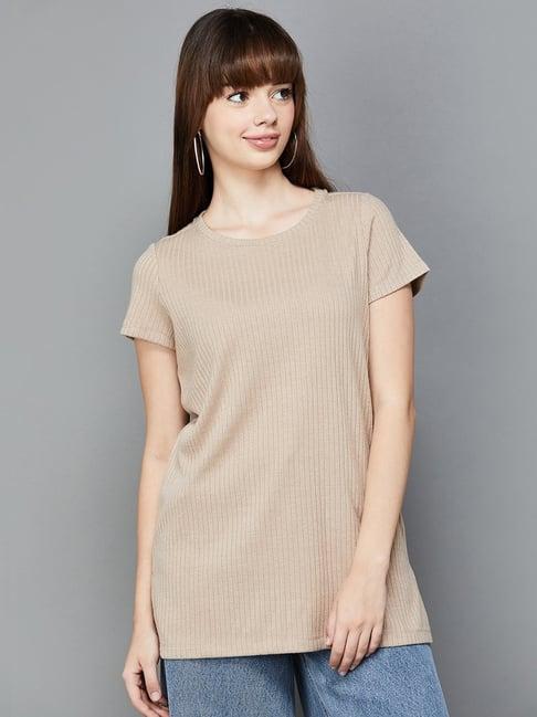 fame forever by lifestyle beige striped top