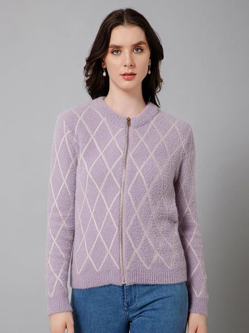 cantabil purple self design sweater