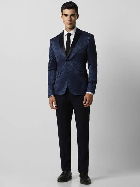 v dot navy skinny fit two piece suit