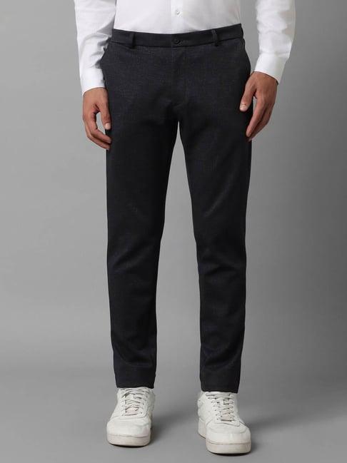 louis philippe sport warm black slim fit texture trousers