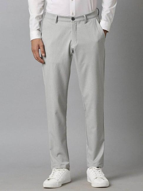 louis philippe sport sky grey slim fit trousers